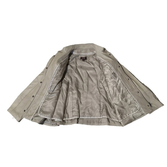 Danier Genuine Leather Lined Jacket Snap Front Beige 2XL Early 2000’s Luxury - Picture 3 of 5